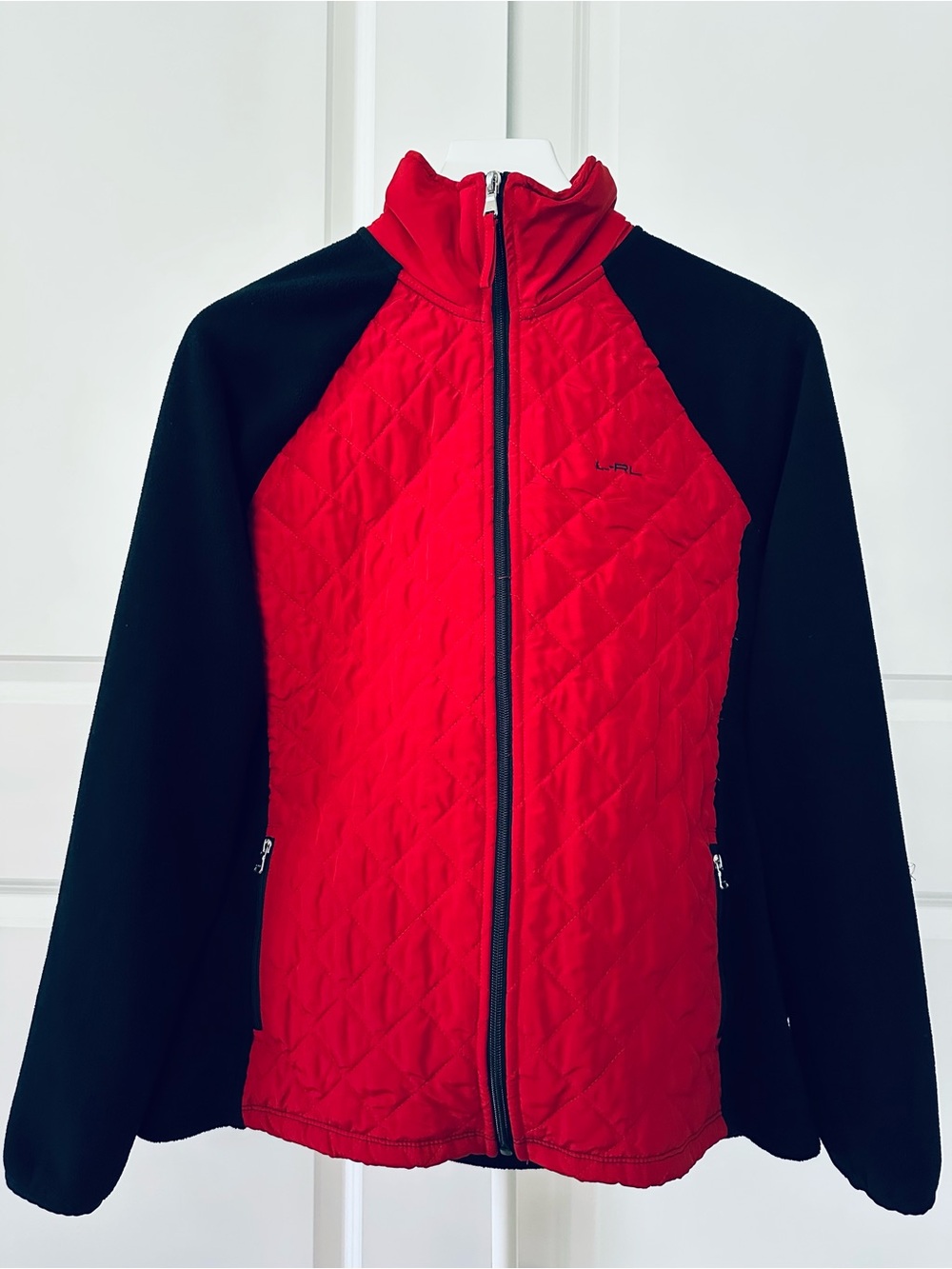 Women’s L-RL Lauren Active Red & Black Full Zip Jacket Size L